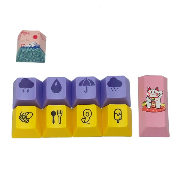 10 nycklar Cartoon Personality Keycap PBT 5 Sides Dye Subbed Cherry Profile för Key Cap för DIY mekaniskt tangentbord R4 Ente A