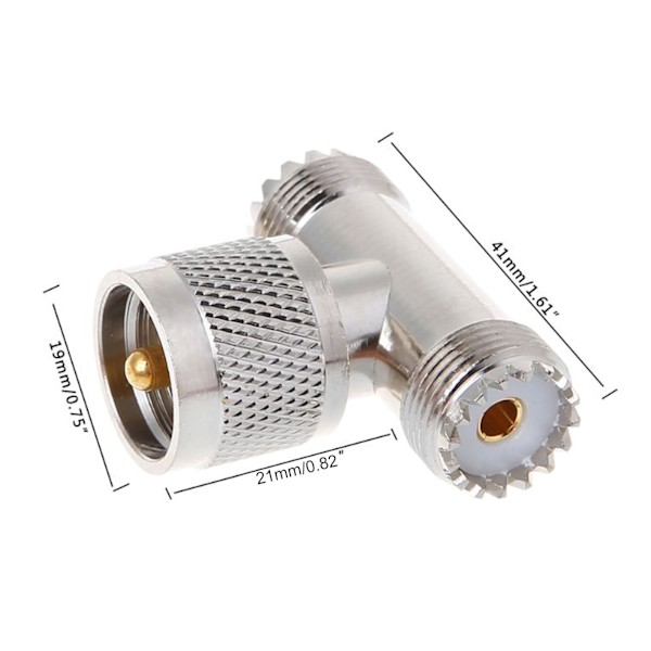 för T Shape UHF Hane PL259 Till 2 UHF Hona SO239 Trippel RF-kontakt 3-vägs Coaxi