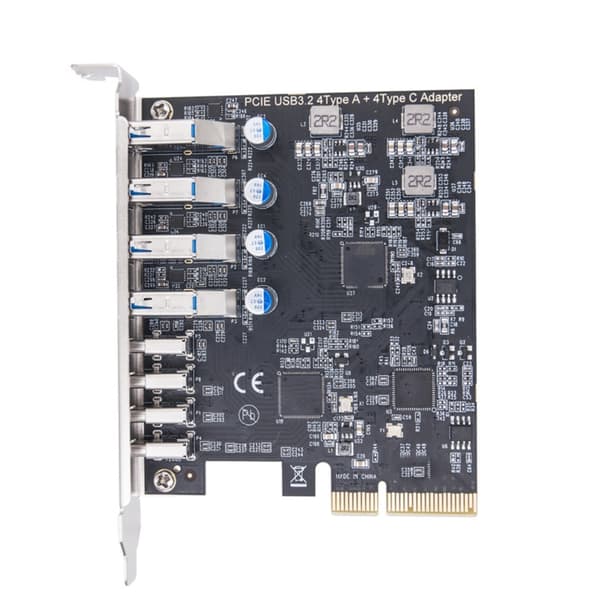 8-portars USB-hubbar PCIE USB3.2-kort 20 Gbps total bandbredd (4xUSB C+4xUSB )