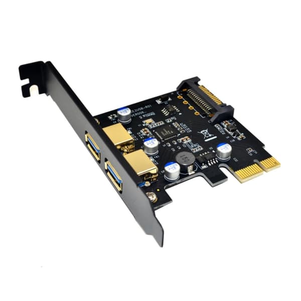 USB 3.0 PCIe Utvidelseskort 2 Port USB Dataoverføring Brakett for PC Stasjonær