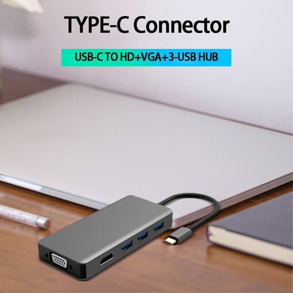 Avancerad USB Typ C till Video VGA Adapter Hög Klar Video Snabb Dataöverföring