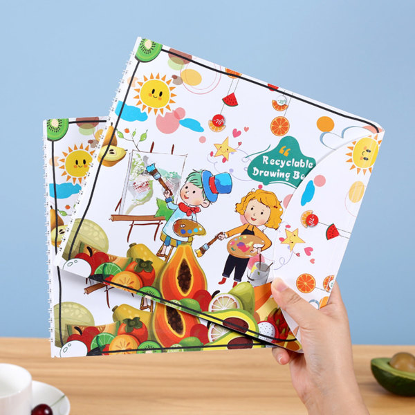 Återanvändbar ritbräda Montessori Toy Doodle Book utan kladd 12 vattenkritor Tidig inlärning Konstmålarleksak för barn 3+
