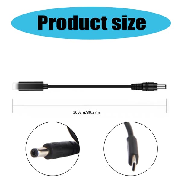 USB C til DC5.5x2.1mm 12V Strømkabel til PD Opladningsadapter til Laptop