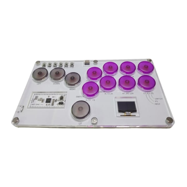 Fighting Box Mini Hitbox Arcade Controller Fighting Stick Street Fighters Game Joystick Mekanisk knapp Hållbar för PC Transparent gray purple