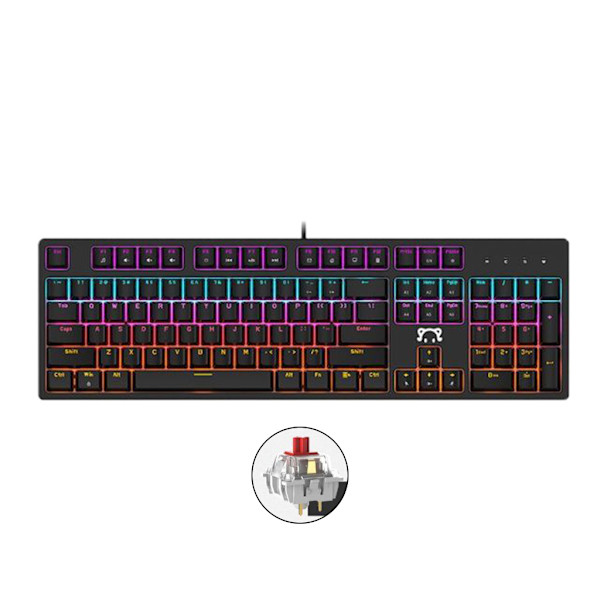 104 Tangenter USB Kabelanslutet RGB Bakgrundsbelyst Mekaniskt Gaming Tangentbord med Grön / Röd Brytare Frostade Tangenter för Stationär och Bärbar Dator