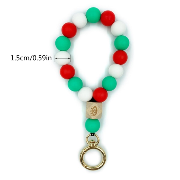 Silikonpärlor-armband Nyckelring Mode nyckelring-armband Armband för nyckelring Pendent nyckelring-armband present för kvinnor G Red and white 1