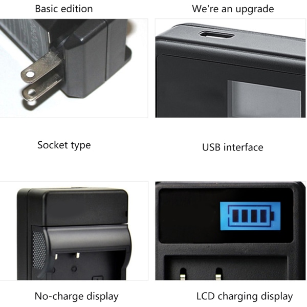 LCD USB LP-E10 batteriladdare utbyte för Canon EOS 1100D, 1200D, EOS Rebel T3, EOS Rebel T5 kamerabatteri