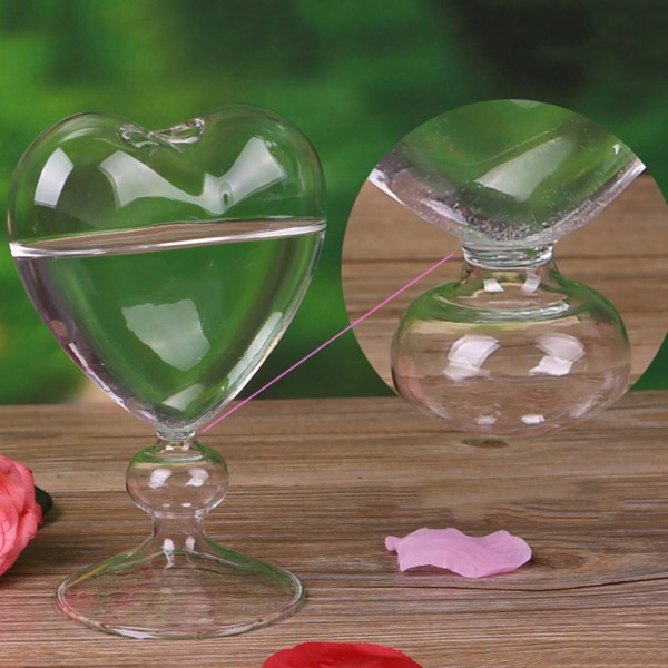 Hjärtform glasblomkruka Desktop Stående Vas Planter Container Heminredning