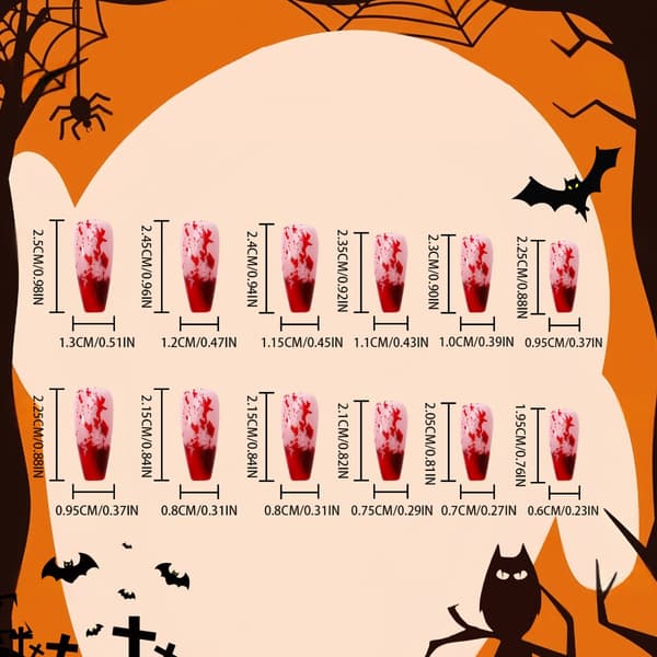 48 Halloween negledekorationer Bloddråbemønstre Hudvenligt ABS-materiale
