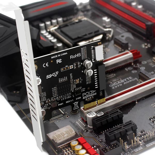 PCI-E till USB3 Typ-E Frontpanel Typ-C 19P Expansionskort för PCI-E X1 - X16