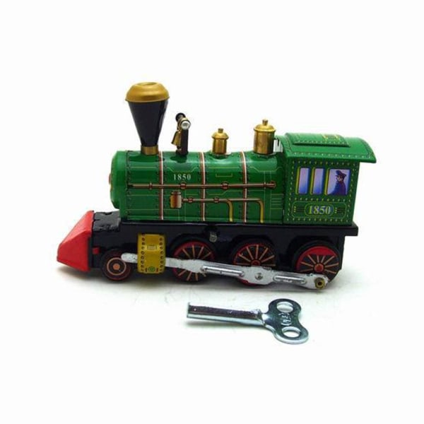 Vintage Wind Up Toy Train Wind Up Toy Clockworks Toy Grön Lokomotiv Leksak Fordon Leksak Lokomotiv Modell Train Toy