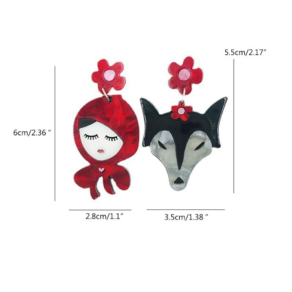 Wolf and Little Red Shape Örhängen Akryl Material Stud Örhängen för kvinnor Smycken Presenter Mode örhängen Drop Earrings