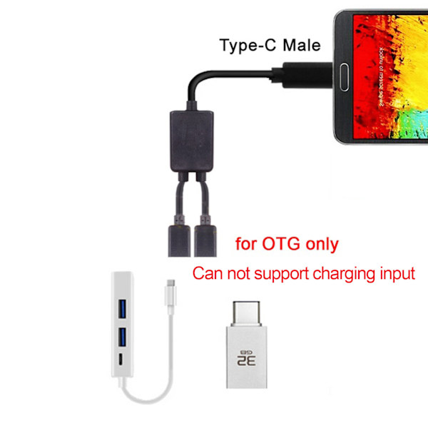 USB C Hane till Dual USB C Hona Splitter Hub Convter Adapter Kabelkontakt för USB C PD Laddare Powerbanks Bärbar PC