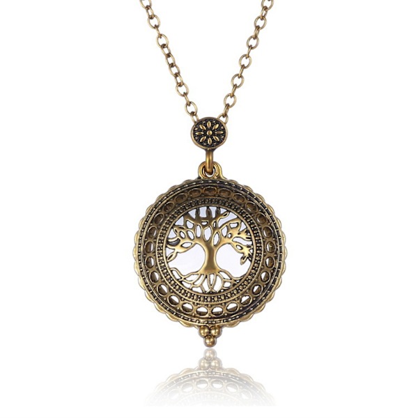 Tree of Life 4x förstoringsglas Skjutöverdel Magnethänge Halsband Mode Överdrivet Life Tree Sweater Chain Halsband