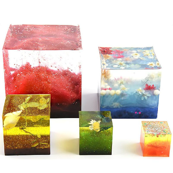 4st/ set Kub Kristall Form Fyrkantig silikonform Mould Hänggjutning UV Epoxiform DIY Form Form
