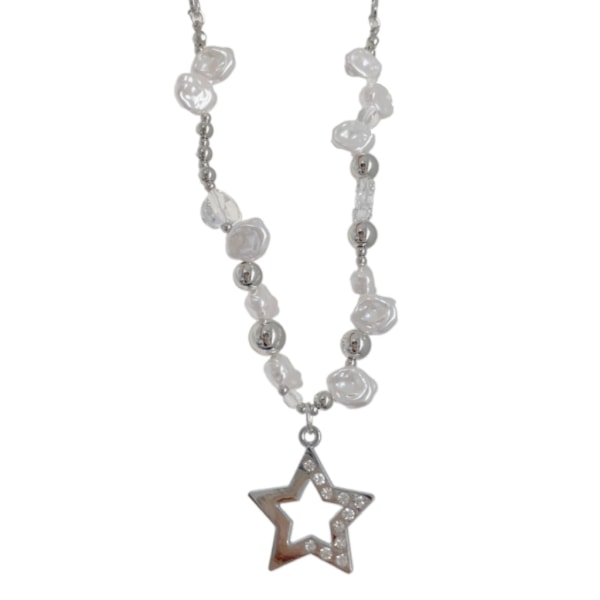 Love Pärlhalsband Star Y2K Spice-Girl Femuddig stjärna oregelbunden pärlkedja Choker Halsband Modesmycken Ornament