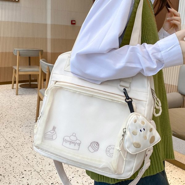 Damaxelväska med stor kapacitet Matchande JK Tote Handväska Messenger-väska Studenter Söt Ita-väska Crossbody-väska för tonåringar Beige