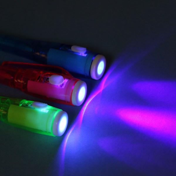 Magic osynlig bläckpenna som skriver hemligt meddelande pryl med UV-ljuspapper