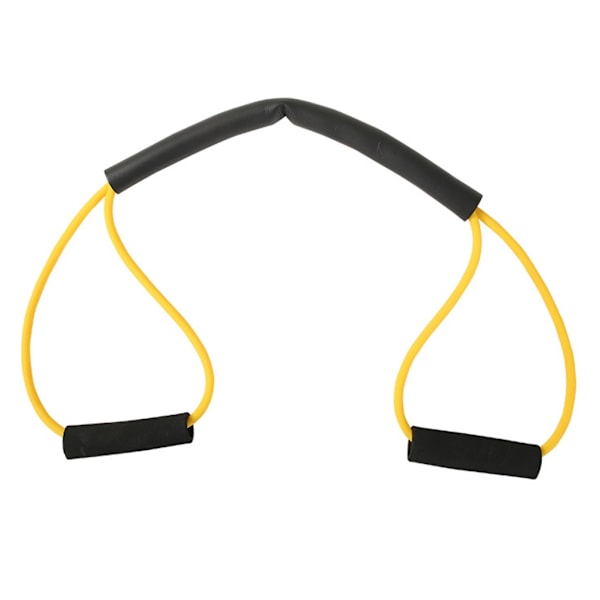 Figur 8 Motståndsträningsband, elastisk dragyoga spänningsrep Högpresterande träningsrör för kroppsstretching Yellow with belt 15lb