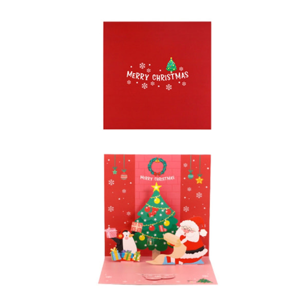 Christmas 3D Pop-Up Card Gratulationskort för Festival Holiday Party Handgjorda kort för Holiday Party Present småföretag Red