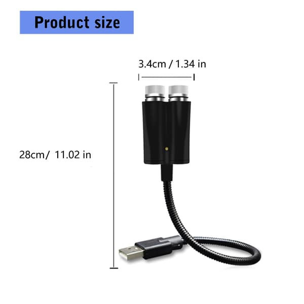 Universal Bil USB Stjernelys Dekor Dobbelt Farve Justerbar Til Natkørsel Red and blue light Voice control model