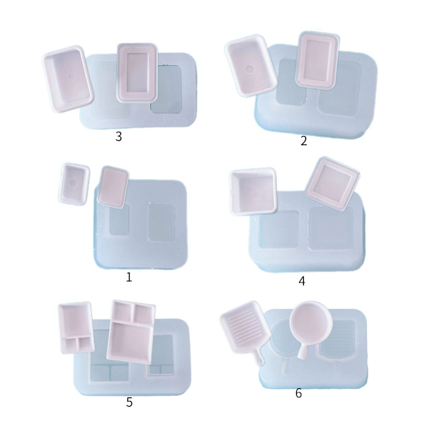 Miniatyr Dessertbricka Form Miniatyrmatlek UV-hartsform för DIY-kök 6 styles