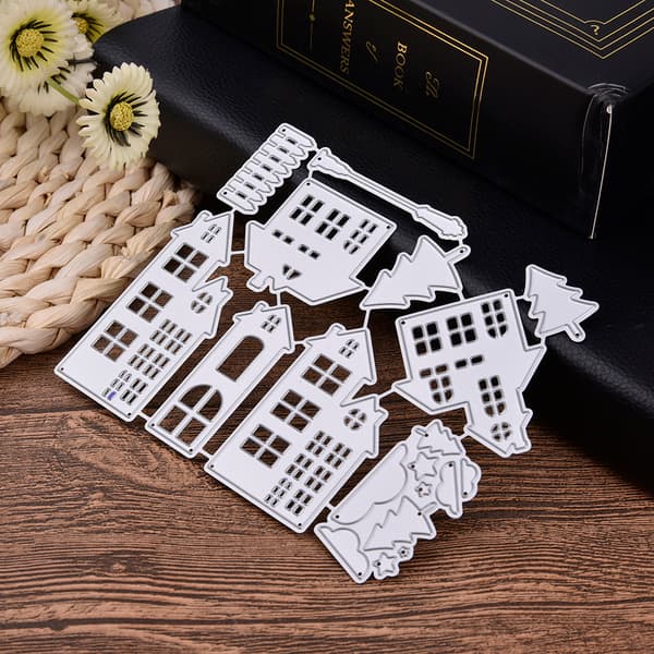 Julhus Skärmallar Stencil DIY Scrapbooking Präglingspapperskort Dekor