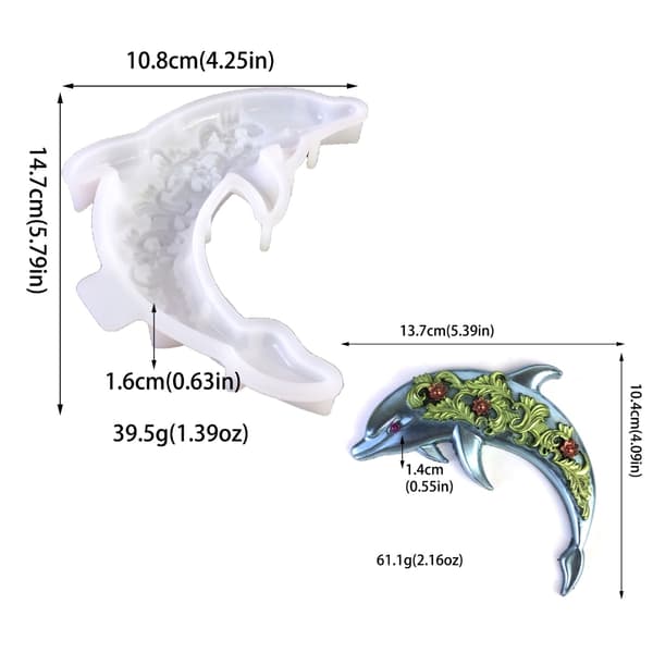 3D Delfin Veggdekorasjon Silikonformer DIY Stue Skrivebordsdekorasjon