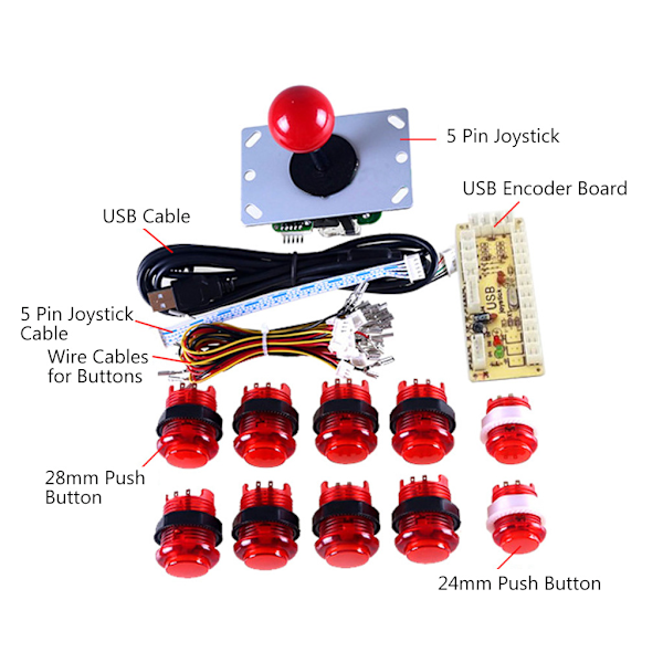 2-spelares joystick-spelsatser med 20 LED-arkadknappar DIY Arcade Kit Zero Delay USB Encoder till PC-spel för vuxna A