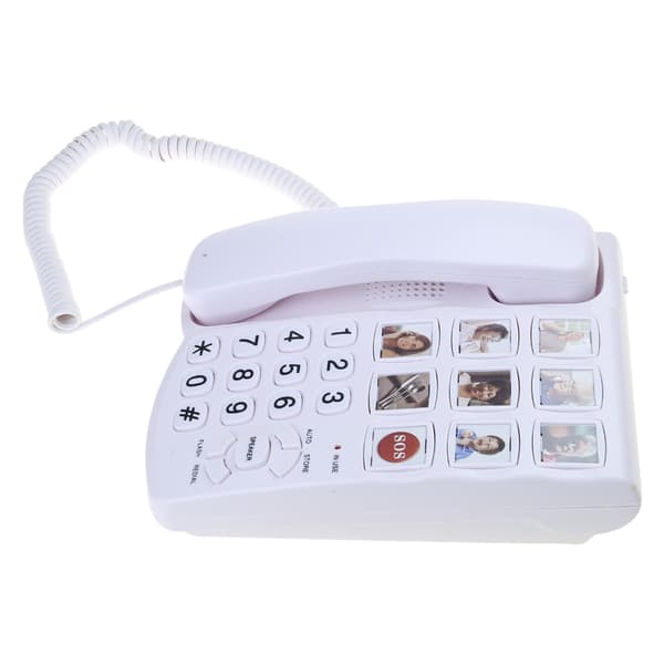 Klar Lyd Hvit Fasttelefon med Store Knapper, Håndfri