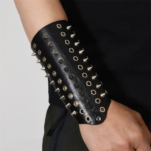 Nitter Nitted Armbeskyttere Snørelukning Design PU Armbånd Til Sceneshow