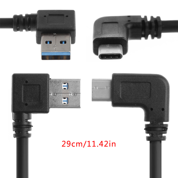 USB 3.0 Typ A till typ C vänster/höger vinkel 90 graders hane till hane Adapterkabel Förlängningssladd för smartphone surfplatta