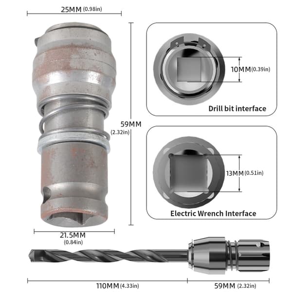 Elektrisk muttertrekkeradapter Drillbit Hammer Konverteringshode Konvertere