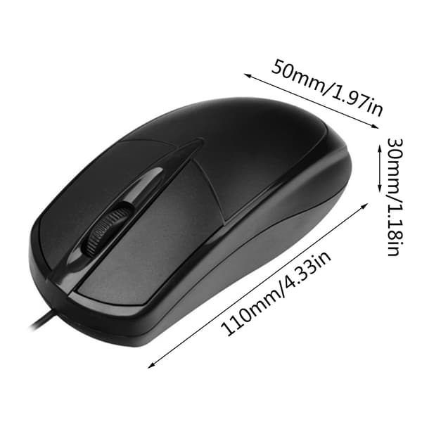 USB Kablet Gaming Mus 3 Knapper 1000DPI Optisk Computermus Gamer Mus