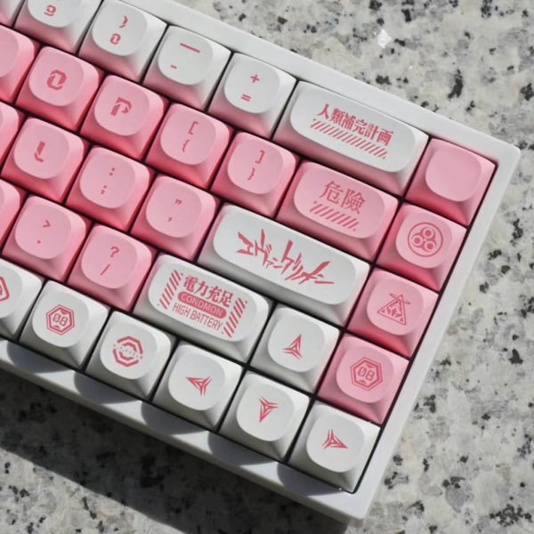 EVA 08 Sublimation- PBT Keycaps Custom DIY MA Profil Keycaps för mekaniskt tangentbord Anpassa tangentbord Rosa Keycap