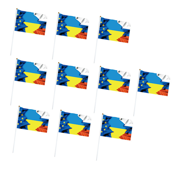 10 st Ukrainska Handhållna Flaggor Ukrainsk Nationell Fred Mini Viftpinne Flagga