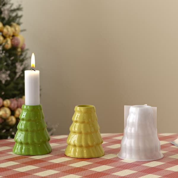 Solid Fleksibel Silikon Lysestake Baseform DIY Håndverk Sement Gips Resin Pattern 2
