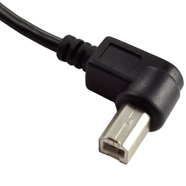 USB 2.0 Typ-B skrivarkabel USB B hona till typ-B hane (90 grader UPP/NER/Höger/vänster vinkel) Kort förlängningskabel Left