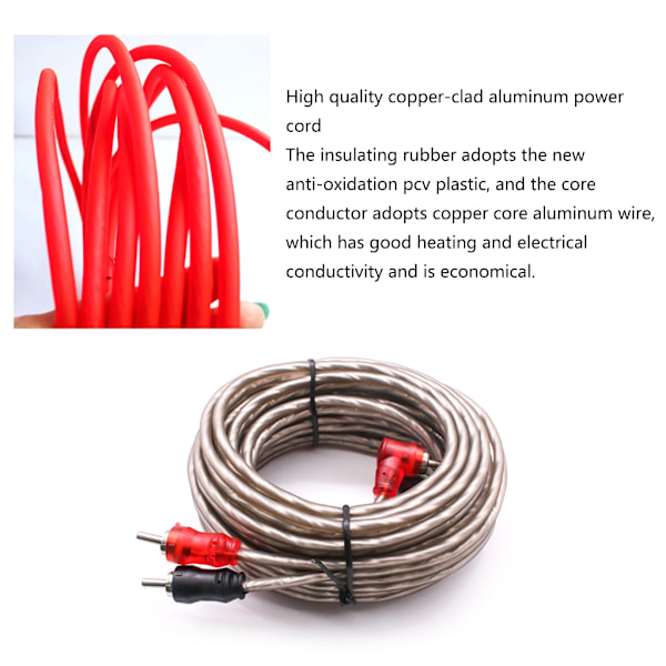AMP Kabelfäste 8GA Bilkabeldragning Förstärkare RCA Strömkabel Kit