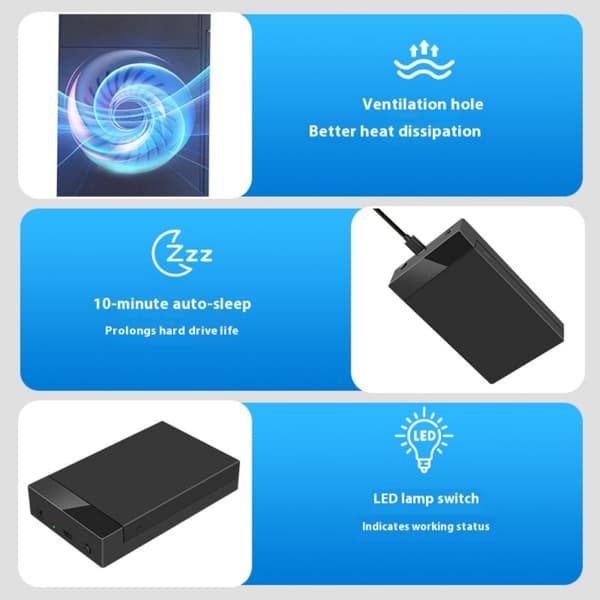 2.5/3.5 tommer Ekstern Harddisk Kabinet USB3.0 Harddisk Case Understøtter Data