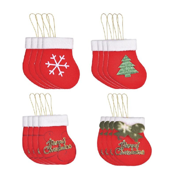 Mini Julestrømper 16 stk. Snøfnugg Juletre Anheng Håndverk for Juletre Peis Familie Sammenkomst Fest
