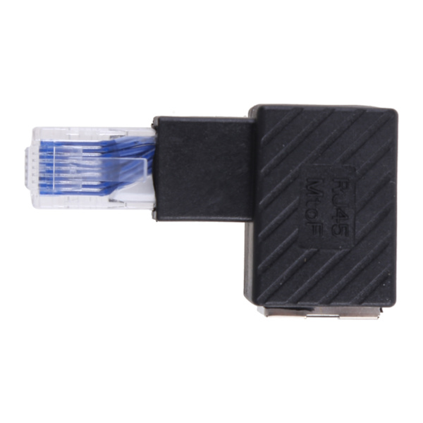 Armbåge Rj45 hane till hona nätverkskabel 90 graders adapter Lan nätverksförlängningskristall för huvud Bend down