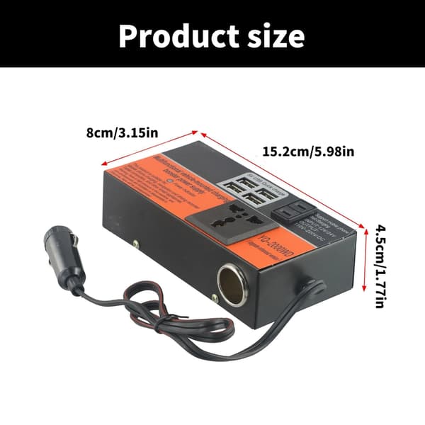 Strømomformer for lastebil, billaderadapter, konverterer 12V/24V til 110V/220V