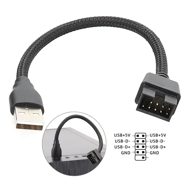 USB A Hane till 9-Pin 9pin Moderkort Inbyggd Vattenkyld Data Till Förlängning
