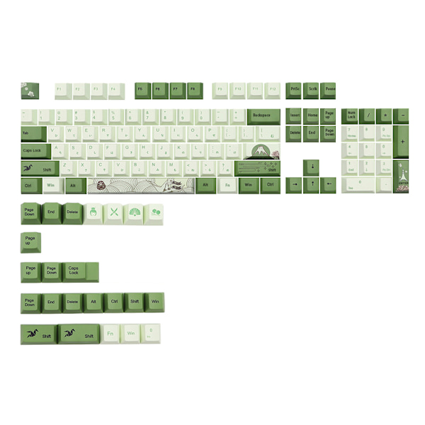Matcha OEM Profil Dye-Sub PBT Keycap Set 127 Tangenter för MX Switches Mekaniska Tangentbord 61/ 63/ 87 /104/ 108 Layout Engelska