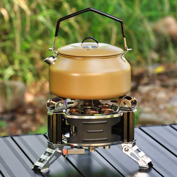 Camping vattenkokare, 1L Camp te Kaffekanna rostfritt stål Utomhus vandring vattenkokare Lätt slitstark camping te vattenkokare Black
