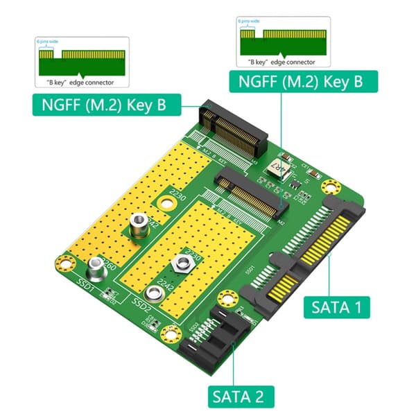 6Gps To NGFFs Key B SSD'er til SATA3.0 2.5\" Adaptere til Bærbare Computere Kort
