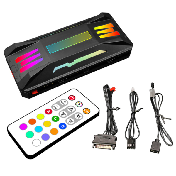 Coolmoon ARGB Controller Fläkt för Smart Remote Control 4Pin PWM 3Pin ARGB Cooling för PC för Case Chassis Radiator Black