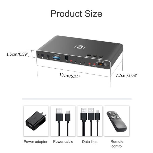 VG600 HDMI-kompatibelt 2.0 Video Capture Card USB3.0 4 in 1 Out Switcher Smidig ljudinspelning och sömlös switchbox UK