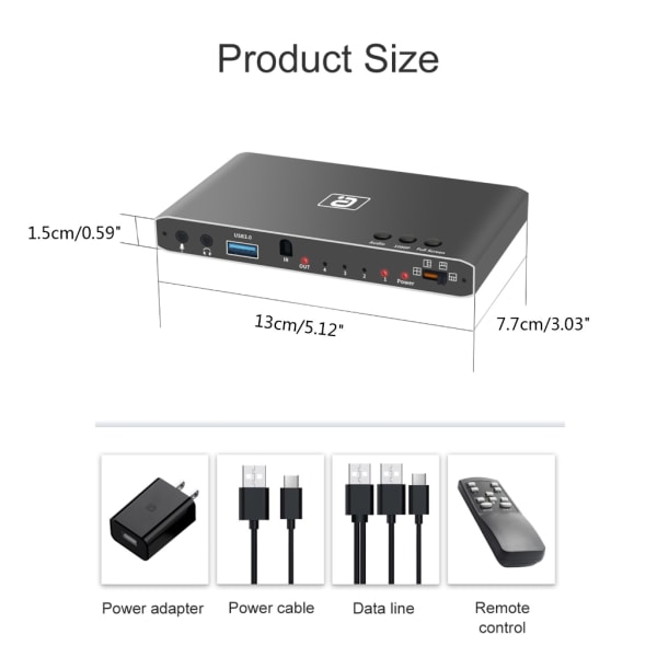 VG600 HDMI-kompatibelt 2.0 Video Capture Card USB3.0 4 in 1 Out Switcher Smidig ljudinspelning och sömlös switchbox US